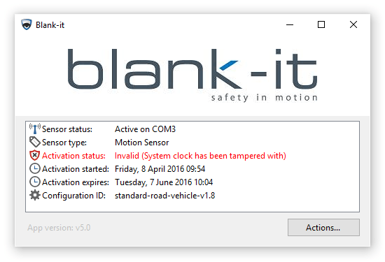 An image showing the 'system clock tampered with' message on the main screen