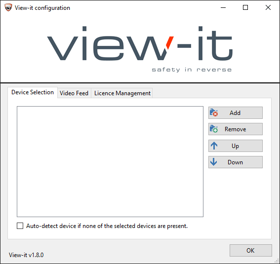 The device selection tab