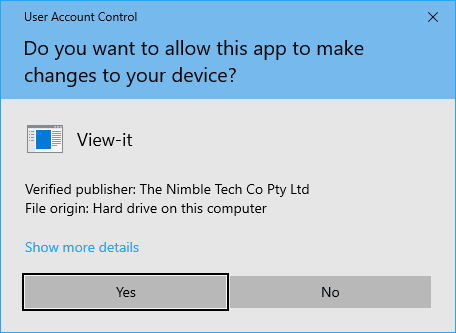 Installer - User Access Control prompt